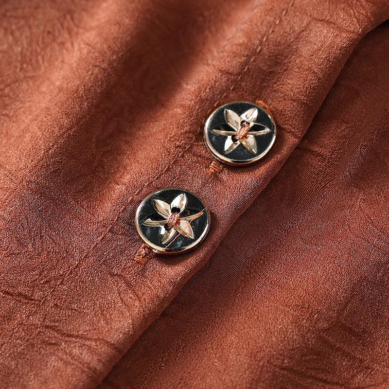 Women's Casual 3/4 Sleeve Shirt, Summer 2025, Turn-Down Collar, Slimming Top, Middle-Aged Mother's Blouse.