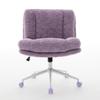 W26.4 Inch Wider Seat Office Chair,Artificial Rabbit Hair Home Chair with Metal Base,Adjustable Desk Swivel Chair,Vanity Chair(Violet) ,DE1875VT