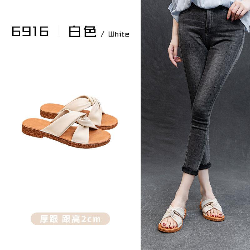 2025 new cross flat heel rubber soft sole daily leisure breathable one-character height increase lightweight foot slippers women