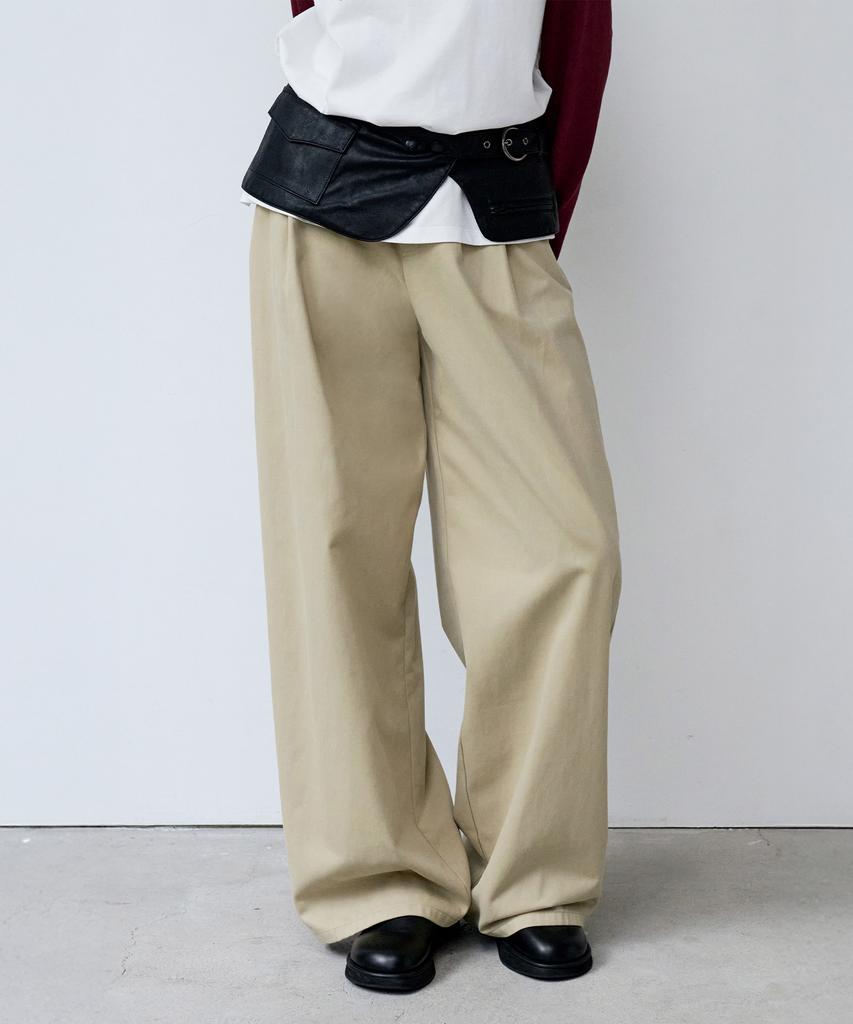 ROLAROLA Pintuck Wide Balloon Pants Beige