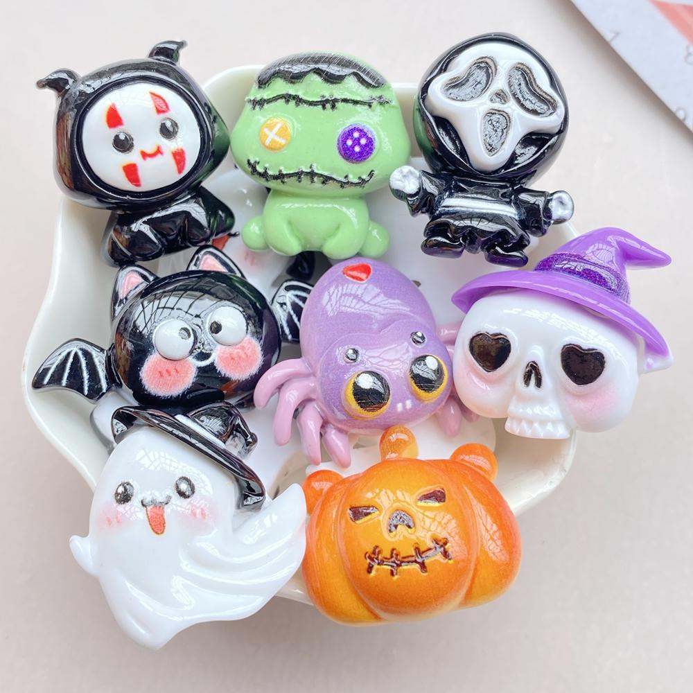 10ks Kawaii Roztomilý Kreslený Halloweenský Série Plochá Zadní Strana Pryskyřice Scrapbooking DIY Šperky Řemeslná Dekorace Příslušenství