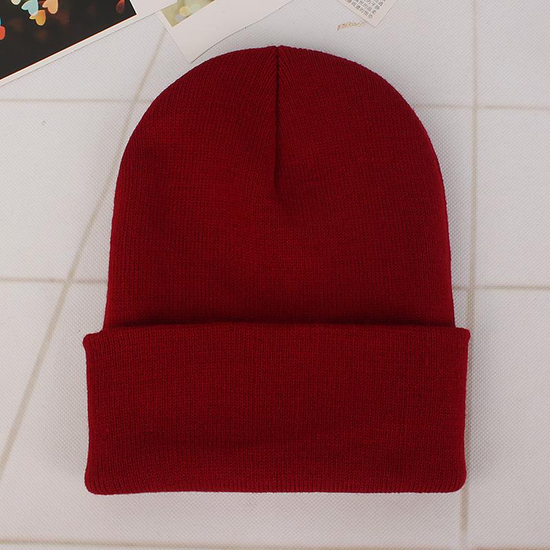 Unisex Fluorescent Acrylic Beanie – European and American Candy Color Knit Hat for Autumn and Winter