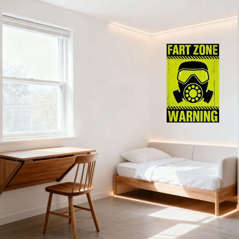 Fart Zone Warning Metal Tin Sign, Vintage Distressed Gas Mask Humor Sign for Bar Club Cafe Man Cave Home Decor, Funny Safety Haz