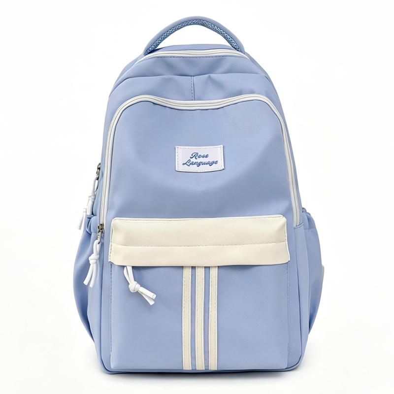 Color Block Student Schoolbag Campus Backpack Large Capacity Backpack