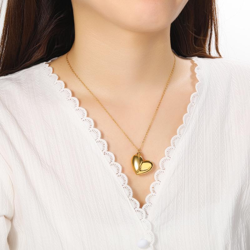 Heart Locket Necklace For Women Stainless Steel Cupid 'S Arrow Pendant Necklaces Choker Men Fashion Memorial Jewelry Colar