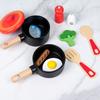 Flat Wooden Simulation Bottomed Pan Spatula Seasoning Cooking Set Toy Kid