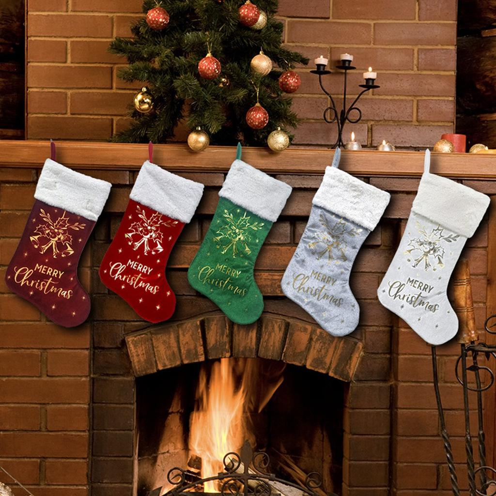 Christmas Plush Stockings, Candy Boots, Holiday Gift Bags, Christmas Tree Decorative Stockings, Large Sock Gift Bags (5 Pieces)