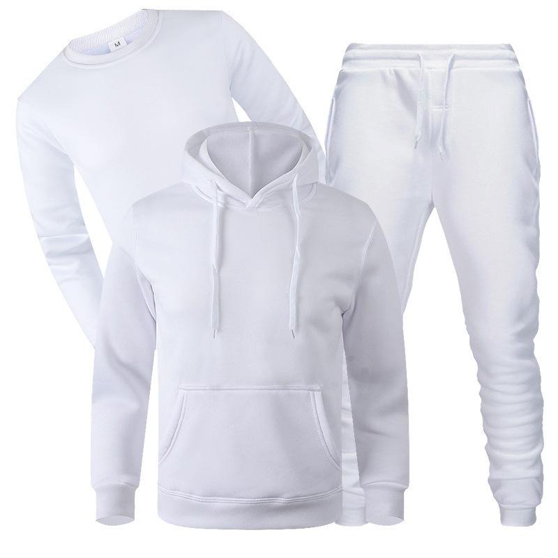 Loose Autumn/Winter Fleece Hoodie & Sweatpants Three-Piece Casual Sports Set