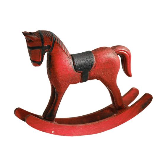 Yousheng Wooden Rocking Horse Figurine Vintage Wood Carving Pony Statue Sculpture Home Office Desktop Decoration Ornament