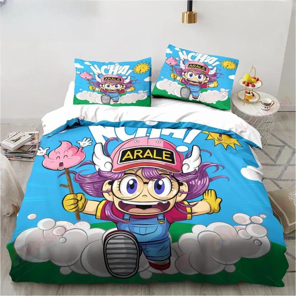 New Cute Cartoon DR Slump Arale Anime Bedding Set King Twin Double Microfiber Polyester Duvet Cover