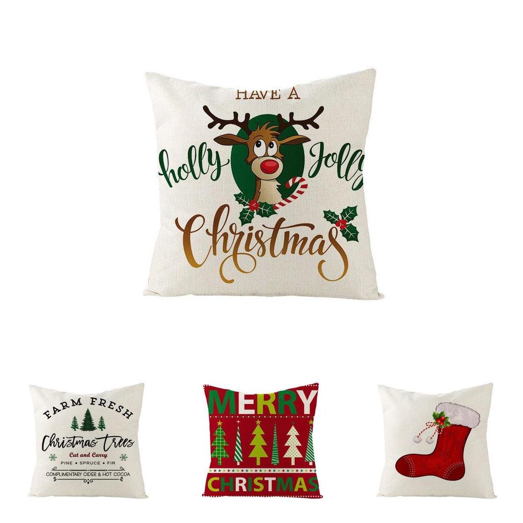 Luxurious 18" Christmas Cushion Cover For Home And Sofa Decor In Soft Cotton Linen