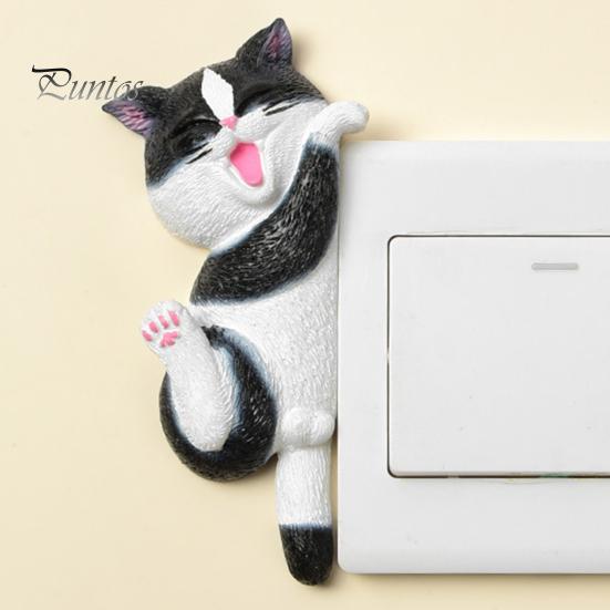 Cat Light Switch Cover 3D Sticker, Decorative Resin Wall Plate Cover, Cute Animal Relief Ornament Stickers, Peel And Stick decorations for Home