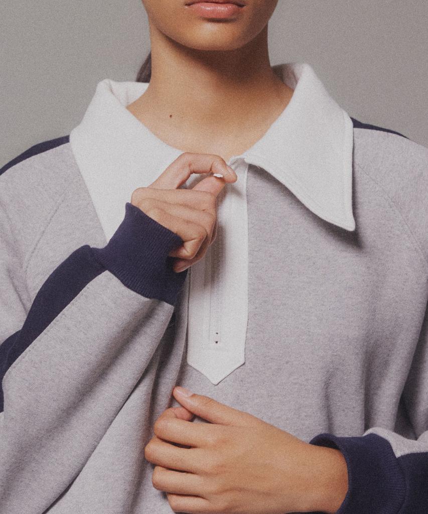 Minasu Color Combination Sweatshirt_Gray_Fleece-Lined Fabric