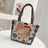Embroidery Elephant Peacock Handbag Animal Ethnic Style Handbag Rabbit Canvas Tote Bag Storage Bag