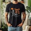 New Summer Unisexs 100 Pure Cotton TShirt Beach More Worry Less Retro Skeleton Style Casual Breathable Short Sleeve