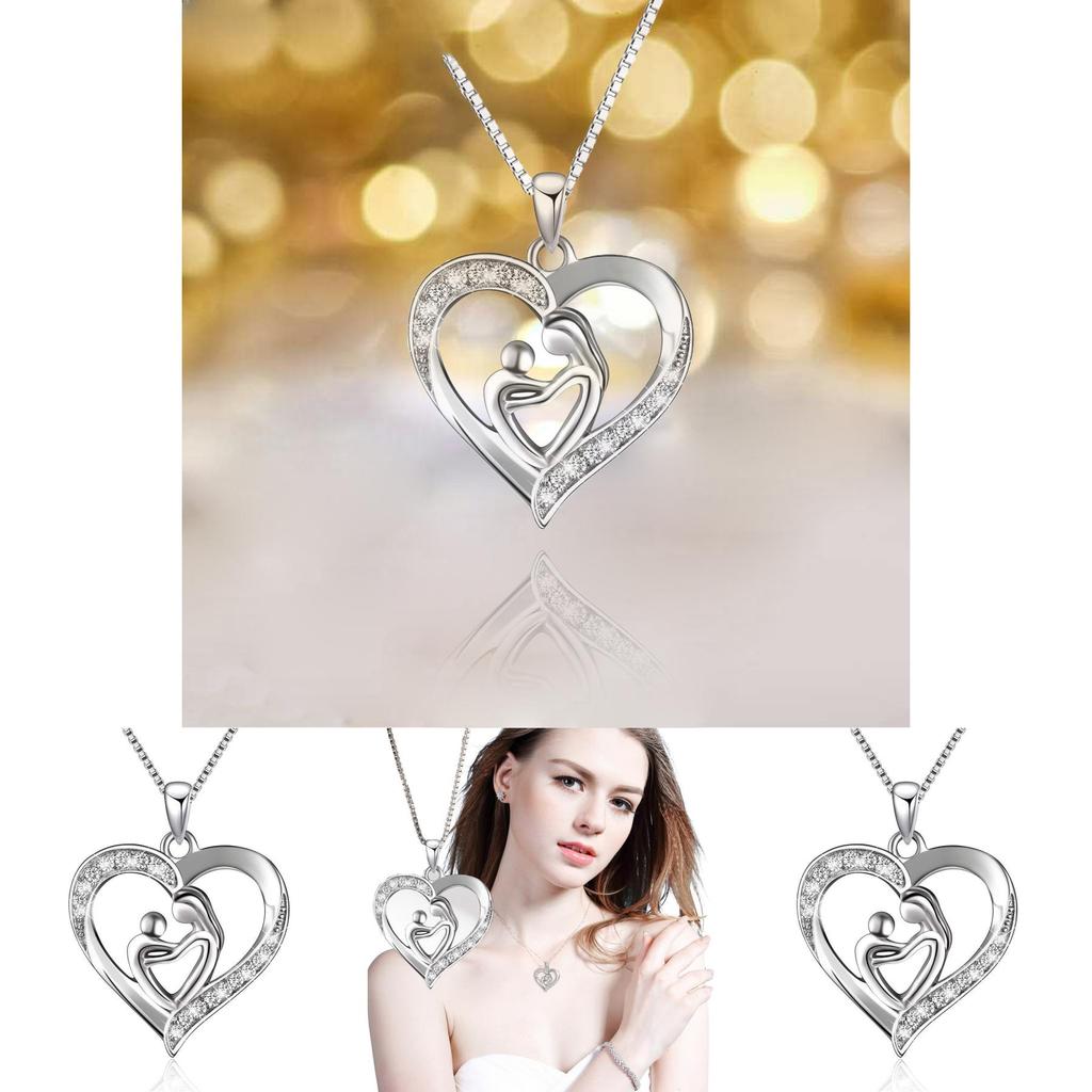 Beautiful European American Heart-shaped Mother And Child Necklace Unique Gift For Mom On Mother's Day