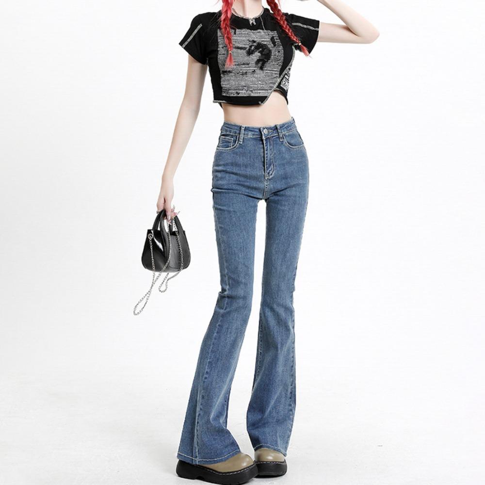 American Retro Niche Design High Waist Micro-flared Jeans High Waist Spring and Summer New High and Thin Trousers