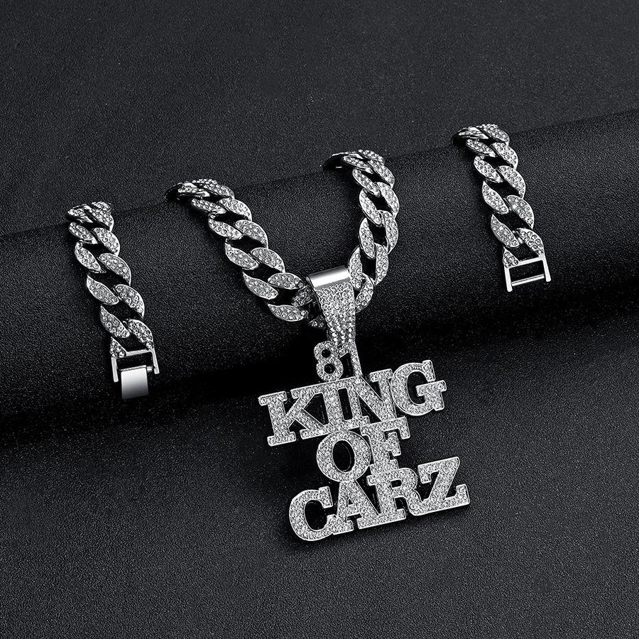 New Three-dimensional Full Diamond Letter Pendant Necklace, Domineering and Exaggerated Hip-hop Street Dance Cuban Necklace