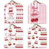 1set 80pcs 4 Styles Printed Paper Thank You Gift Tags Rectangle Cherry 7.7x5.1cm Hole: 5mm 20pcs/style