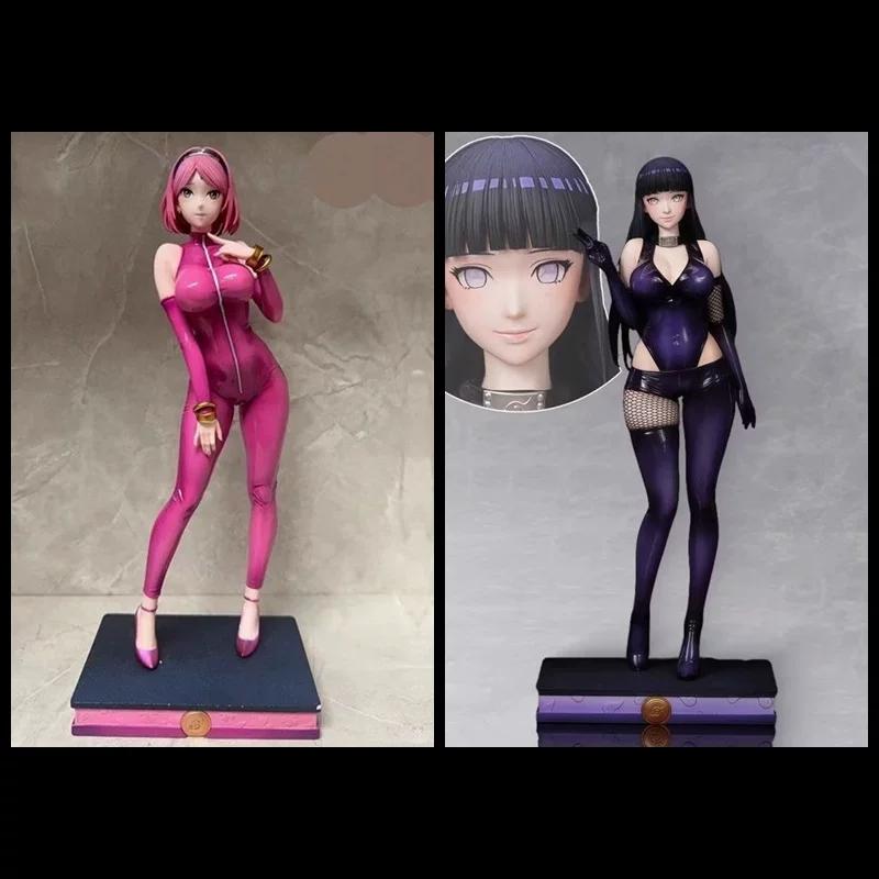 30cm Naruto Shippuden GK Hinata Hyuga Haruno Sakura Latex Bodysuit Anime Girl Figure Statue Desktop Ornament Model Toy Boys Gift