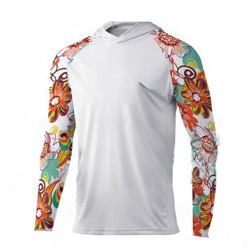 UPF50 + Outdoor Sunscreen Fishing Clothes Ice Silk Light Breathable Cool Quick-drying T-shirt Hooded