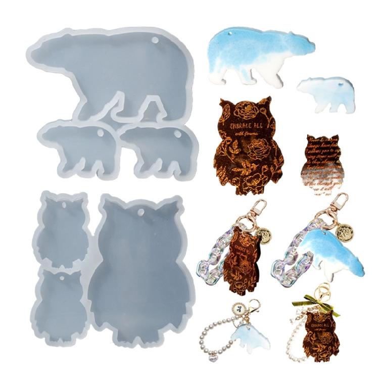 Polar Bear Owl Keychains Mold DIY Epoxy Craft Necklace Keychain Jewelry Mold