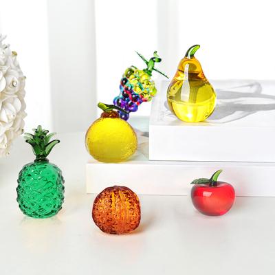 1PC Artigianato in Cristallo Scultura di Frutta Decorazione Casa Vacanze Cucina Fatta a Mano Statua di Fragola in Vetro Limone Banana Pera