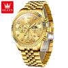 Fashion Quartz Watch Gift Stainless Steel Watchband Round-dial Wristwatch Calendar Luminous Small Second