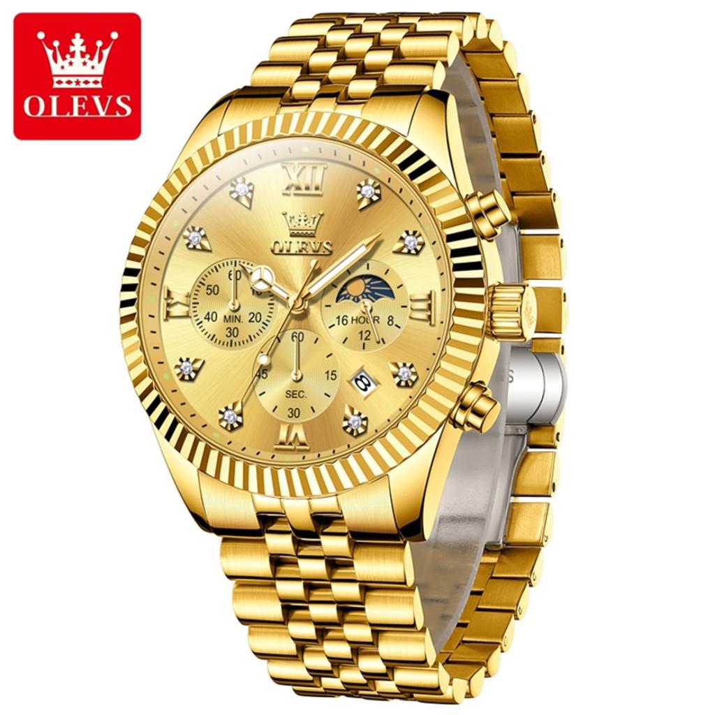 Fashion Quartz Watch Gift Stainless Steel Watchband Round-dial Wristwatch Calendar Luminous Small Second