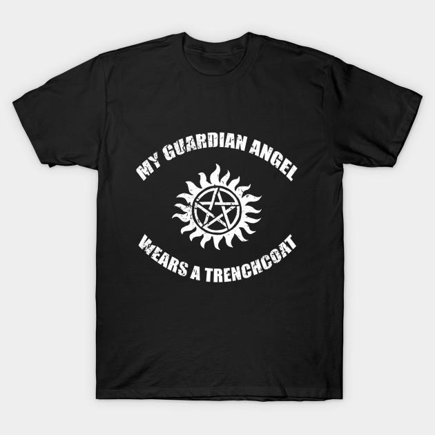 

Men Black Print T-shirt Angel With Trenchcoat No-Cut Transfer Paper Print Cotton Tshirt 3XL чёрный