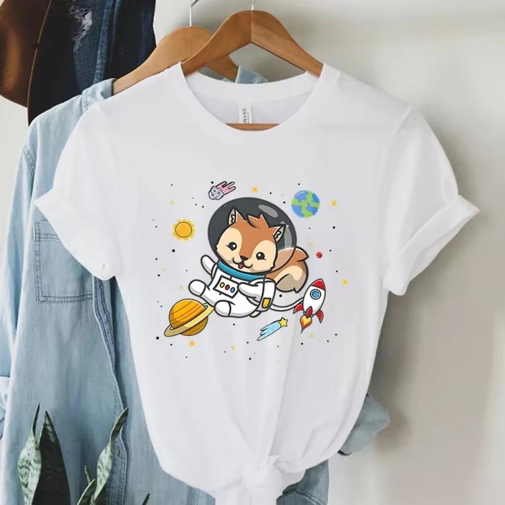 Nouveau T-shirt Hip Hop d'été Homme Femme imprimé écureuil de l'espace Harajuku T-shirts manches courtes femme homme marque T-shirts hauts surdimensionnés