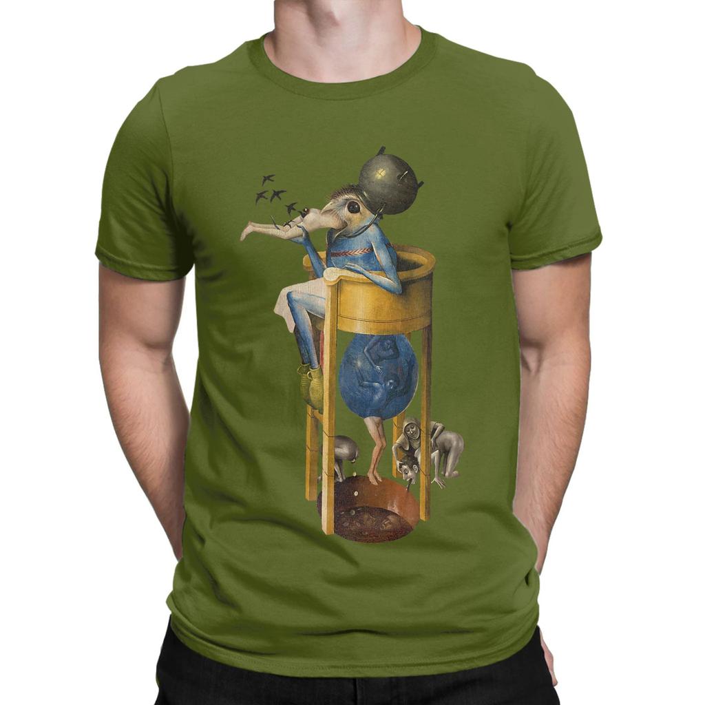 Men's Hieronymus-Bosch The Garden of Earthly Delights Devil T Shirts 100% Cotton Clothes Hipster Short Sleeve Tee Shirt T-Shirt