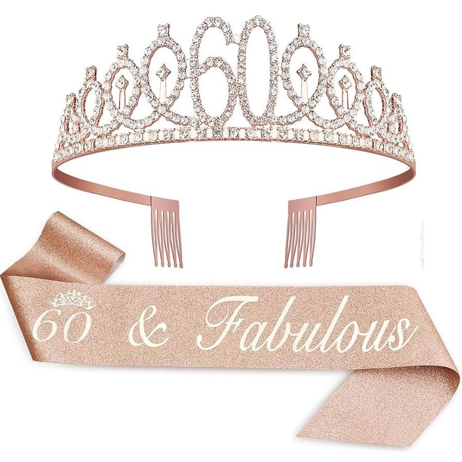 Birthday Tiara Crown Sash Women Girls 15th 20th 25th 30th 35th 40th 45th 50th 55th 60th 65th 70th Party Decoration Favor Gifts 5