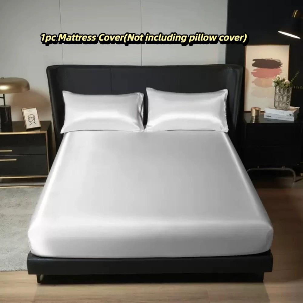 

Solid Color Mattress Cover Satin Silk Mattress Pad Mattress Topper Bedspread Household