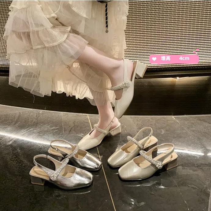 Beautiful High-end Summer Skirt Mary Jane Single Shoes New Square Bag Head Thick High-heeled Sandals Women