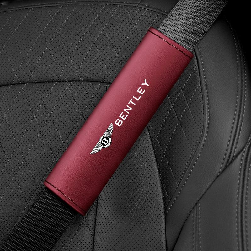 

2Pcs Leather Car Interior Seat Belt Cover Safety Belts Shoulder Pad For New Bentley Flying Spur Continental GT Bentayga Mulsanne