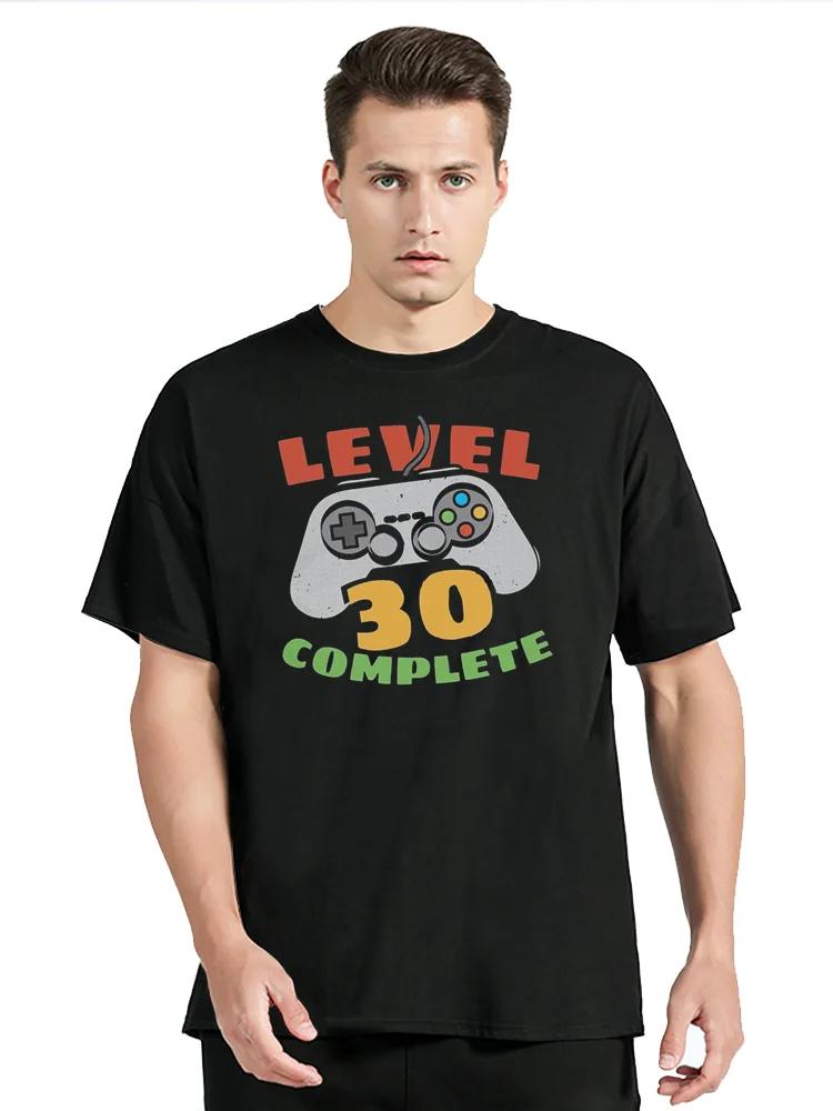 Game Tshirt Camisas Hombre Premium Cotton Level 30 Complete Video Gamer 30th Birthday Gift Tee Shirt Exclusive Mens Tee-Shirt