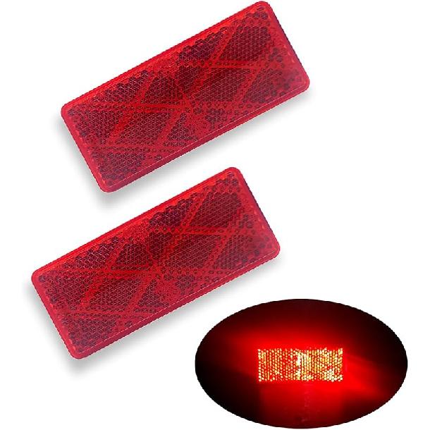 E-Mark DOT 4A CCC 2pcs Rectangle Reflector Self Adhesive Stick on Trailer Driveway Mailbox (Amber)