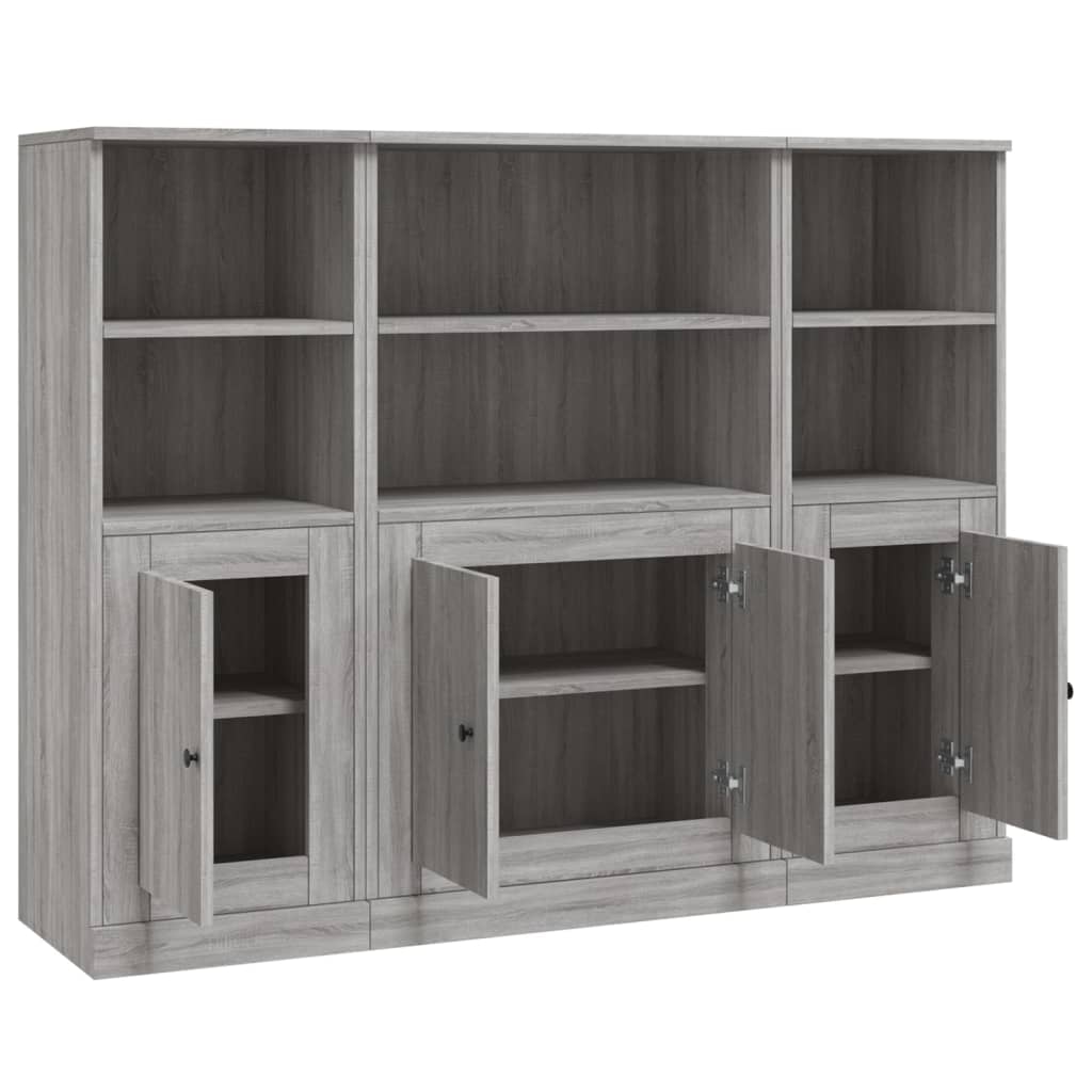Vidaxl Tall Cabinets, 3 Pcs, Sonoma Oak Grey Wood-Based Material