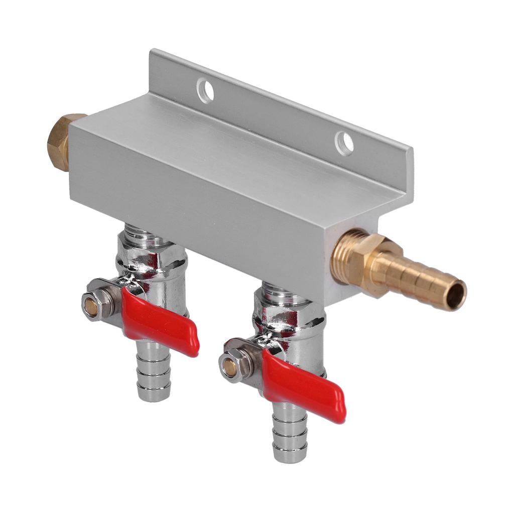 2-veis gassfordeling CO2-fordeler manifold med 5/16 tommers øl integrerte tilbakeslagsventiler