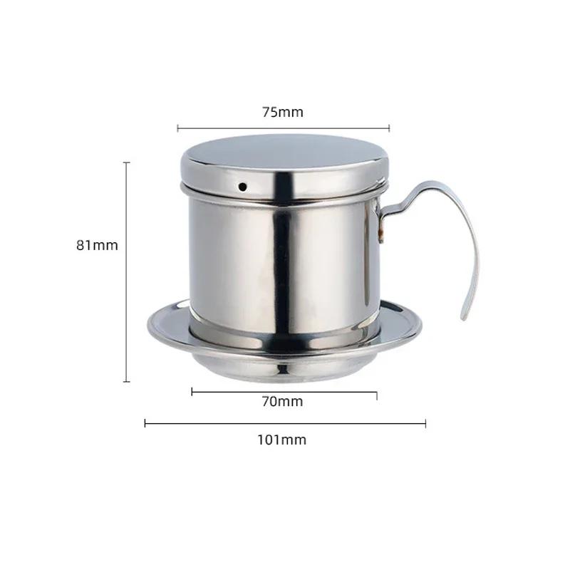 Stainless Steel Vietnamese Coffee Drip Filter Cup Portable Traditional Vietnam Coffee Maker Coffee Brewing Tool for Office Home