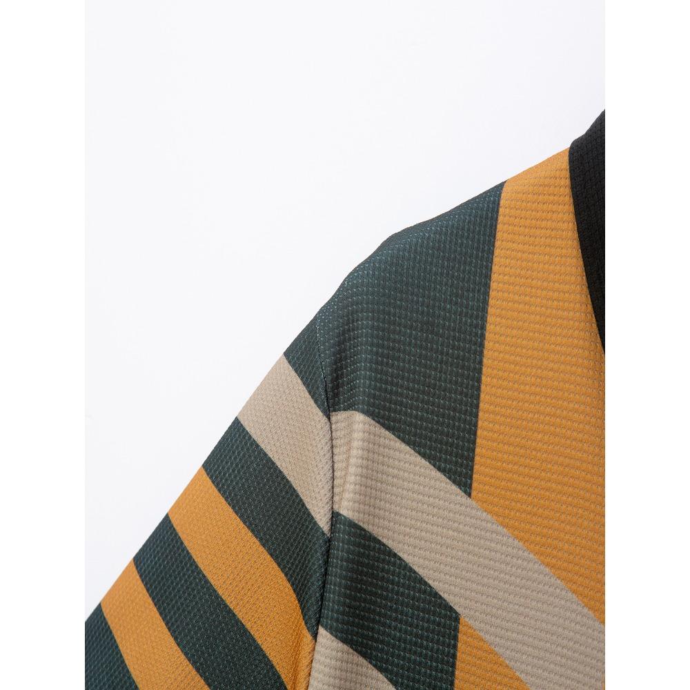 Striped Printed Top Men's Lapel Short Sleeved Polo Shirt