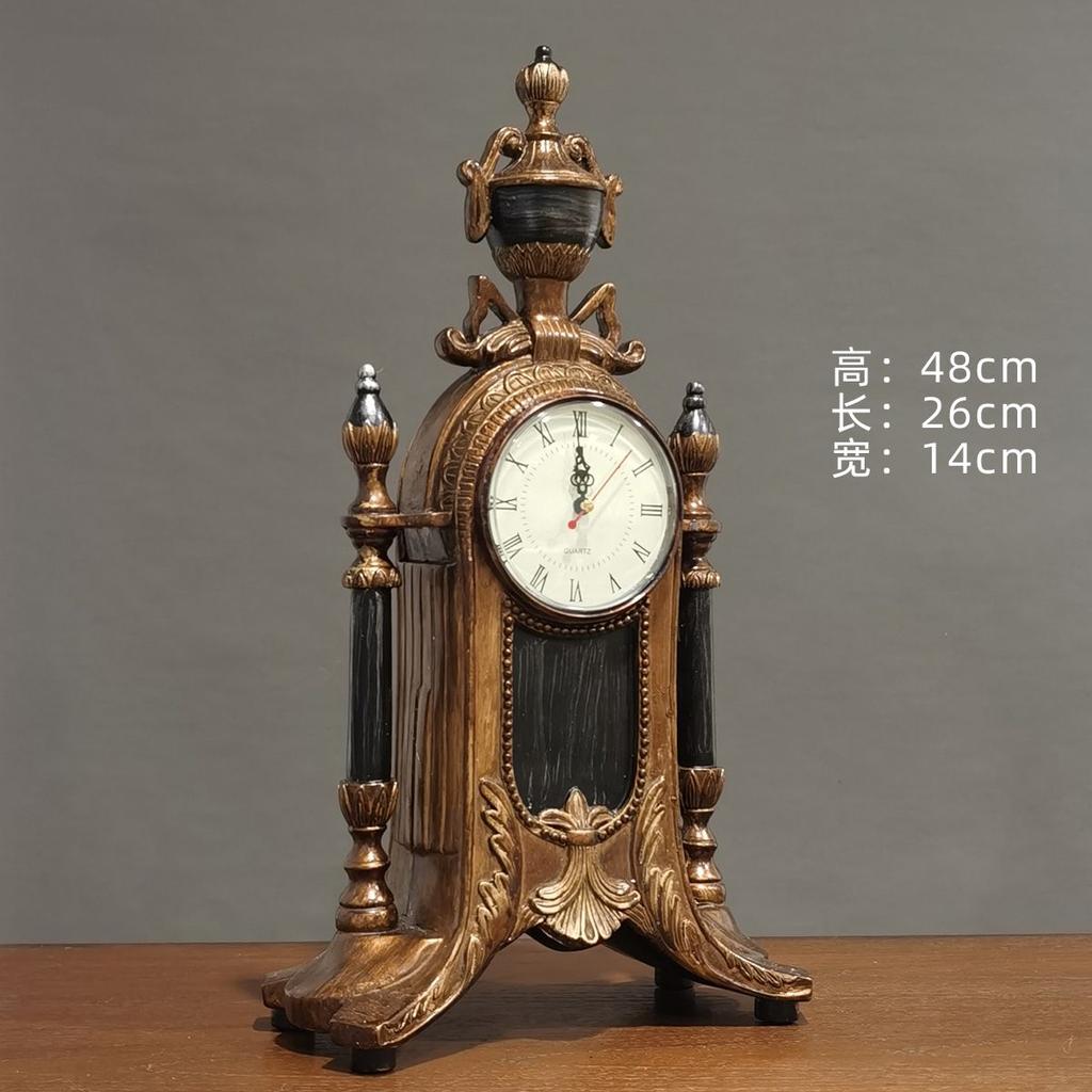 European Resin Desk Clock Vintage Clock American Living Room Fireplace TV Cabinet Creativity Ornaments Home Table Clock