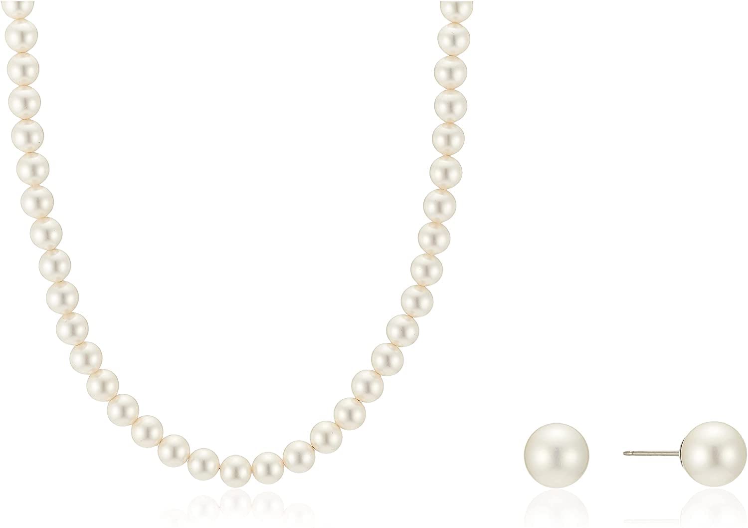 

miwaki shell pearl necklace and earrings magnet for comes with jewelry made in 8mm x 8mm P set set, pearl, clasp, women, box, Japan, silver, n3647, білий