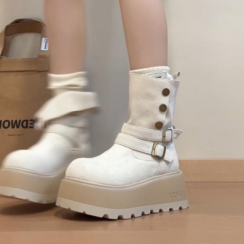 Vintage College Suede Thick-soled Women's Fashion Boots Autumn and Winter Fashion Japanese Skirt Fairy Style Short Boots Tide