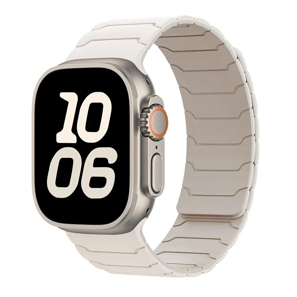 Strap For Apple Watch Ultra 2 Band 49mm 44mm 45mm 40mm 42mm 46mm 41mm 38mm Magnetic Silicone Bracelet IWatch Series 10 SE 9 8 7