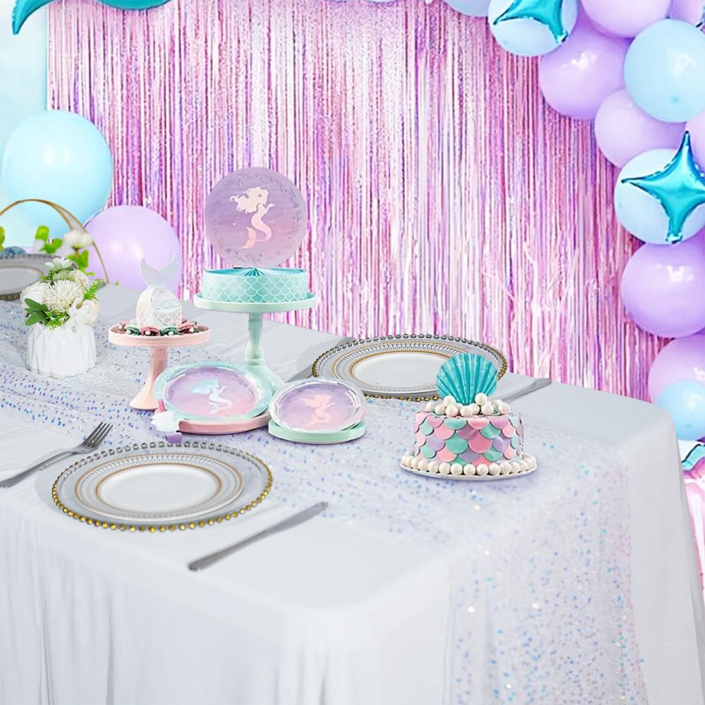 6 Pack Sequin Table Runner Sparkling Iridescent Party Decor for Wedding Birthday Dining Events Glittery Table Cover Accessories