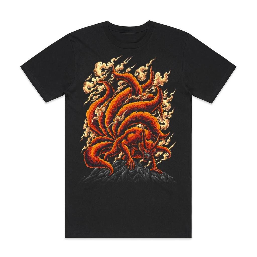 Summer Naruto Kurama Anime Oversize T-shirt Men Women Short Sleeve Casual Print Tee Cotton Unisex Streetwear Cosplay Clothing