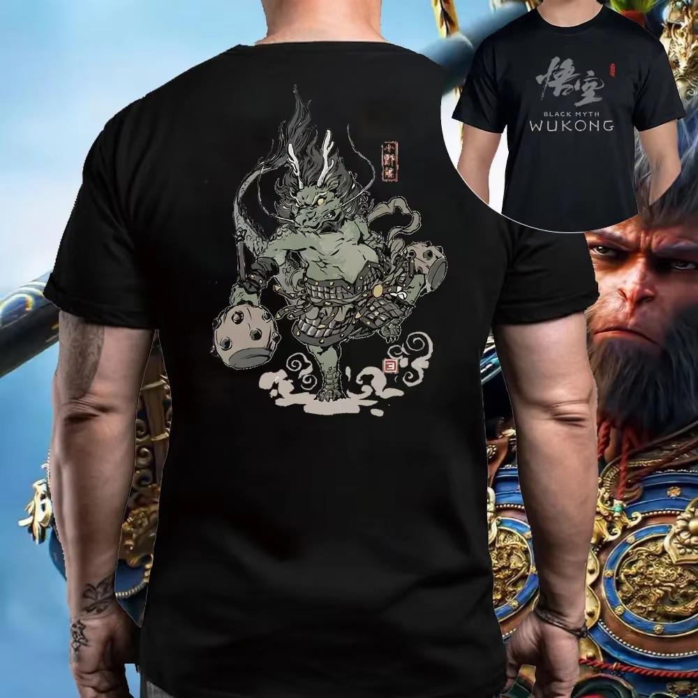 Nowa Gra Black Myth Wukong Nadruk Graficzny Wysokiej Jakości Koszulka Wukong Gra Obraz Grupowy Wzór Męska Koszulka z Krótkim Rękawem