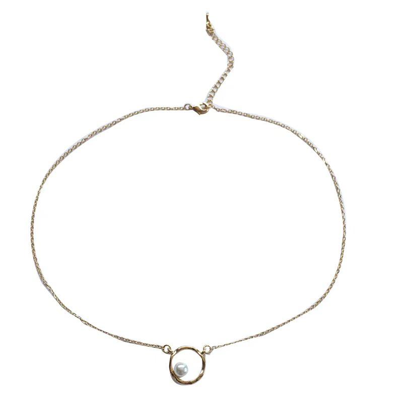 Elegant Baroque Pearl Necklace - Clavicle Chain with Cool French Style Pendant for Women